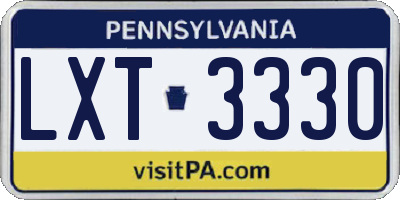 PA license plate LXT3330