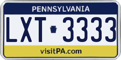 PA license plate LXT3333