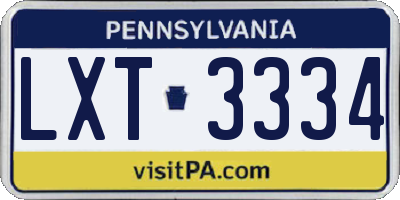 PA license plate LXT3334