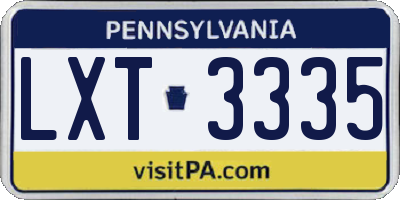 PA license plate LXT3335