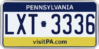 PA license plate LXT3336