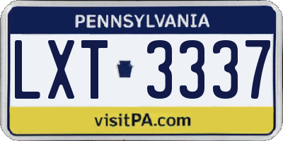 PA license plate LXT3337