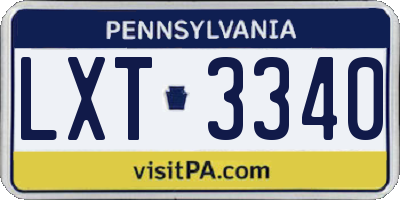 PA license plate LXT3340