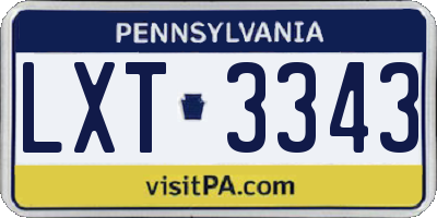 PA license plate LXT3343
