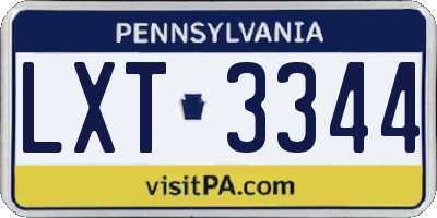 PA license plate LXT3344