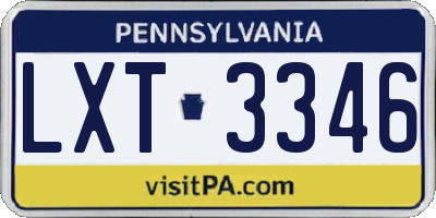 PA license plate LXT3346