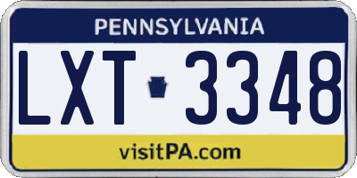 PA license plate LXT3348
