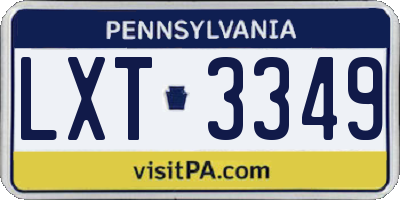 PA license plate LXT3349