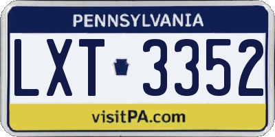 PA license plate LXT3352