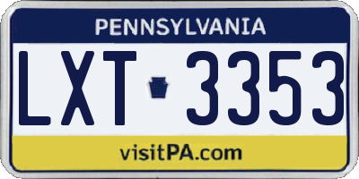 PA license plate LXT3353