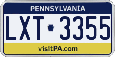 PA license plate LXT3355