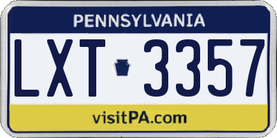 PA license plate LXT3357