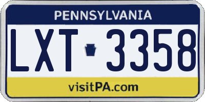 PA license plate LXT3358