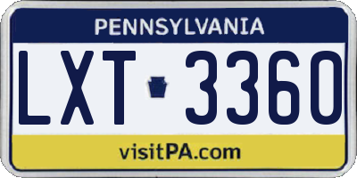 PA license plate LXT3360