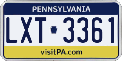PA license plate LXT3361