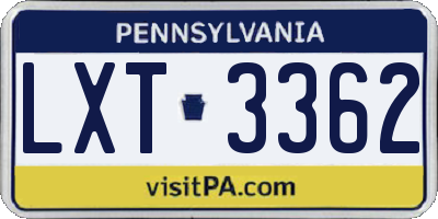 PA license plate LXT3362