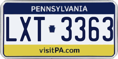 PA license plate LXT3363