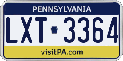 PA license plate LXT3364