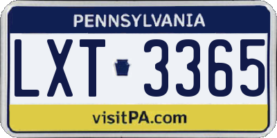 PA license plate LXT3365