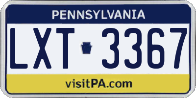 PA license plate LXT3367