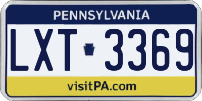 PA license plate LXT3369