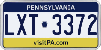 PA license plate LXT3372