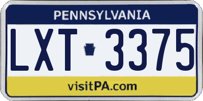 PA license plate LXT3375
