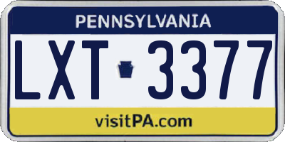PA license plate LXT3377