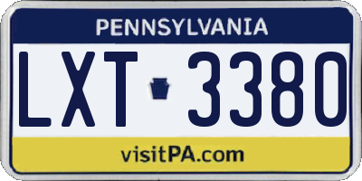 PA license plate LXT3380