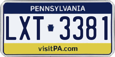 PA license plate LXT3381