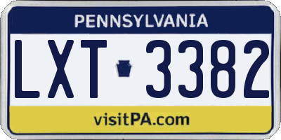 PA license plate LXT3382