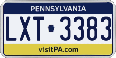 PA license plate LXT3383