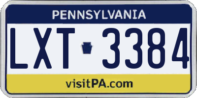 PA license plate LXT3384