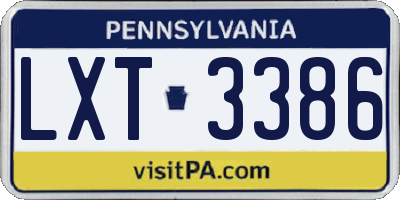 PA license plate LXT3386