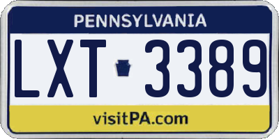 PA license plate LXT3389