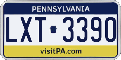 PA license plate LXT3390