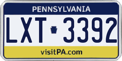 PA license plate LXT3392