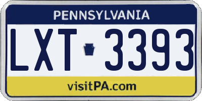 PA license plate LXT3393
