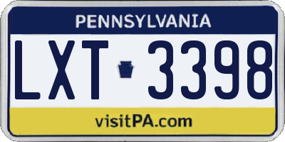 PA license plate LXT3398