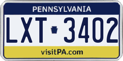 PA license plate LXT3402