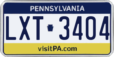 PA license plate LXT3404