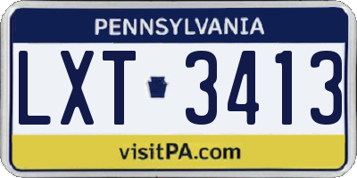 PA license plate LXT3413