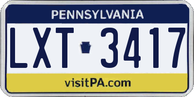 PA license plate LXT3417