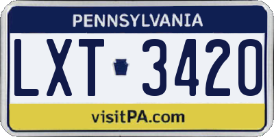 PA license plate LXT3420