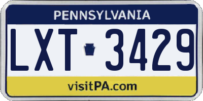 PA license plate LXT3429