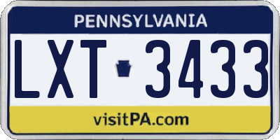 PA license plate LXT3433