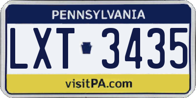 PA license plate LXT3435