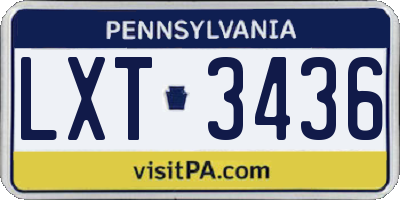 PA license plate LXT3436