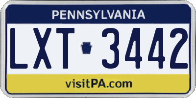 PA license plate LXT3442