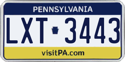 PA license plate LXT3443